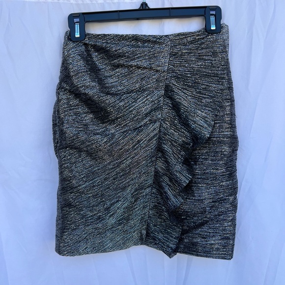 Maje Ruffle Mini Skirt Black Silver Shimmer Womens Size Small - Picture 3 of 7